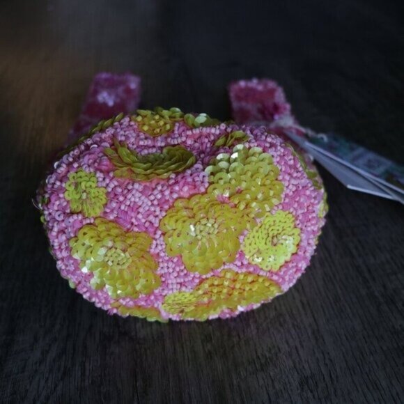 NWT VIRAL Tiktok Made In India Sequins Beaded Mini Purse Pink Yellow Orange - Picture 4 of 5